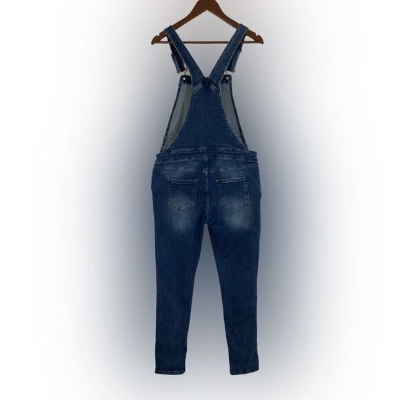 Seraphine Overalls Women’s 6 Blue Denim Maternity Straight Leg Adjustable Casual - Picture 2 of 10